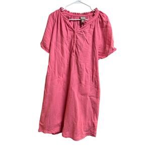 Chico's Pink Cotton Midi Dress V-Neck Pockets Size 1 Medium 8